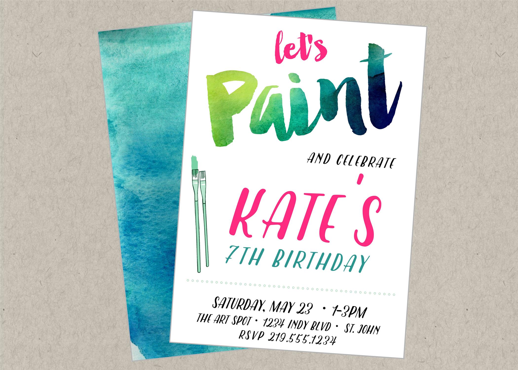 Watercolor Painting Art Party Printable Invitation The Homespun Hostess