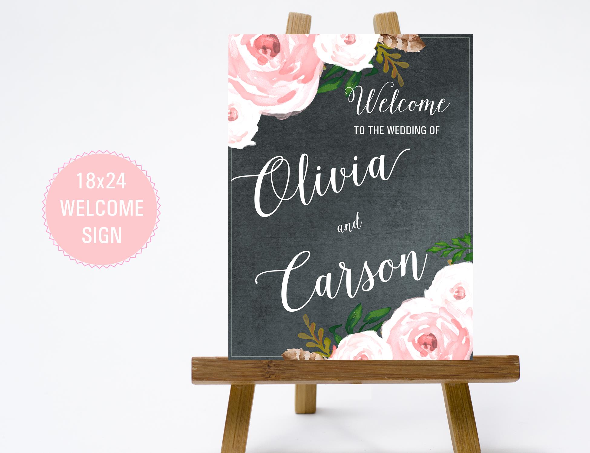Chalk Style Blush Pink Rose & Gold Take Some Confetti Personalised Wedding Sign